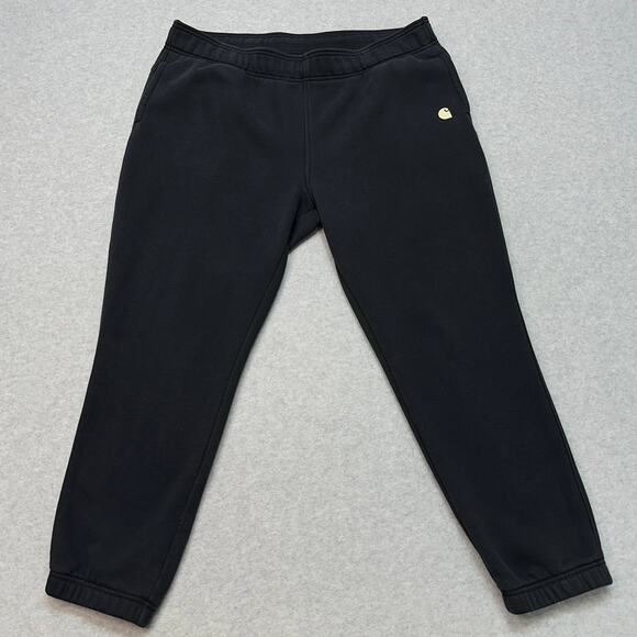 Carhartt Relaxed Fit Jogger Sweatpants WMNS XL(16-18) Black Fleece Zip Pockets - Picture 1 of 16
